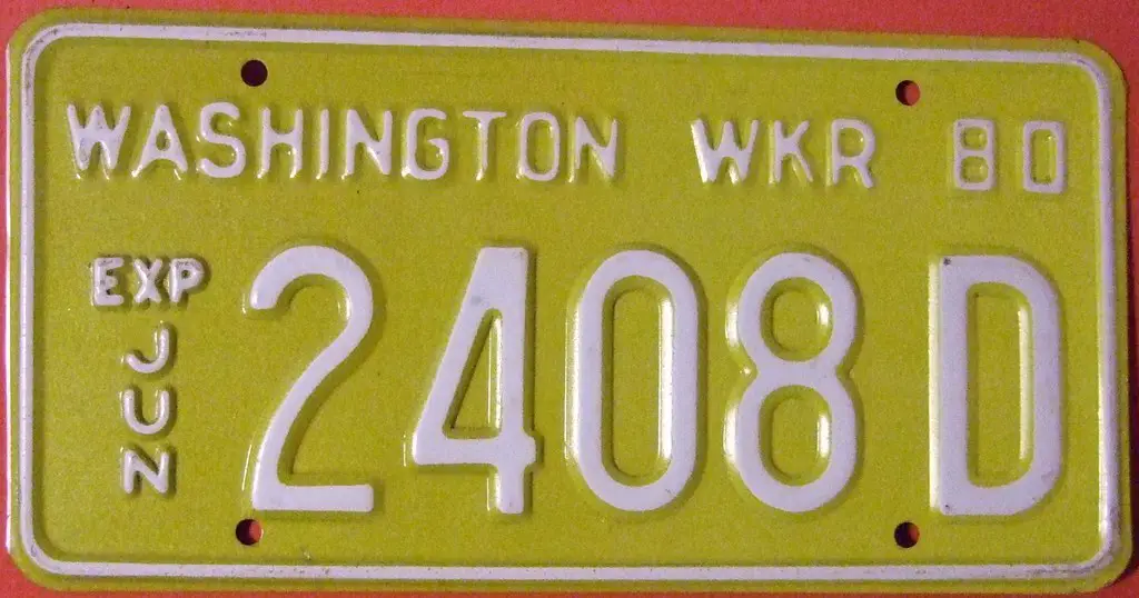 Washington State Temporary License Plate